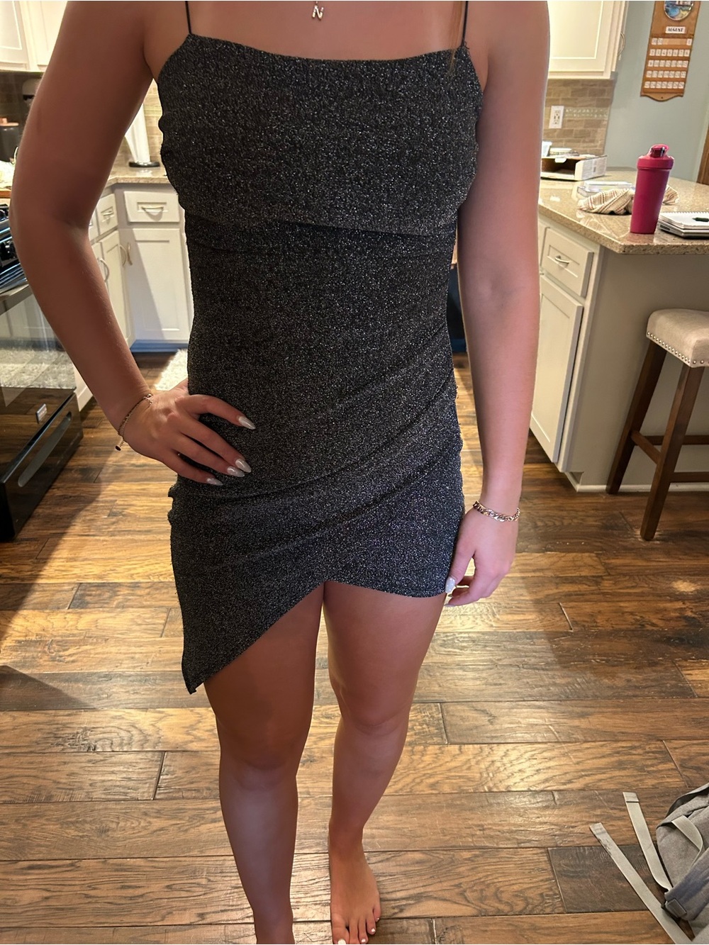 Homecoming dress Sparkle Black Slip Dress